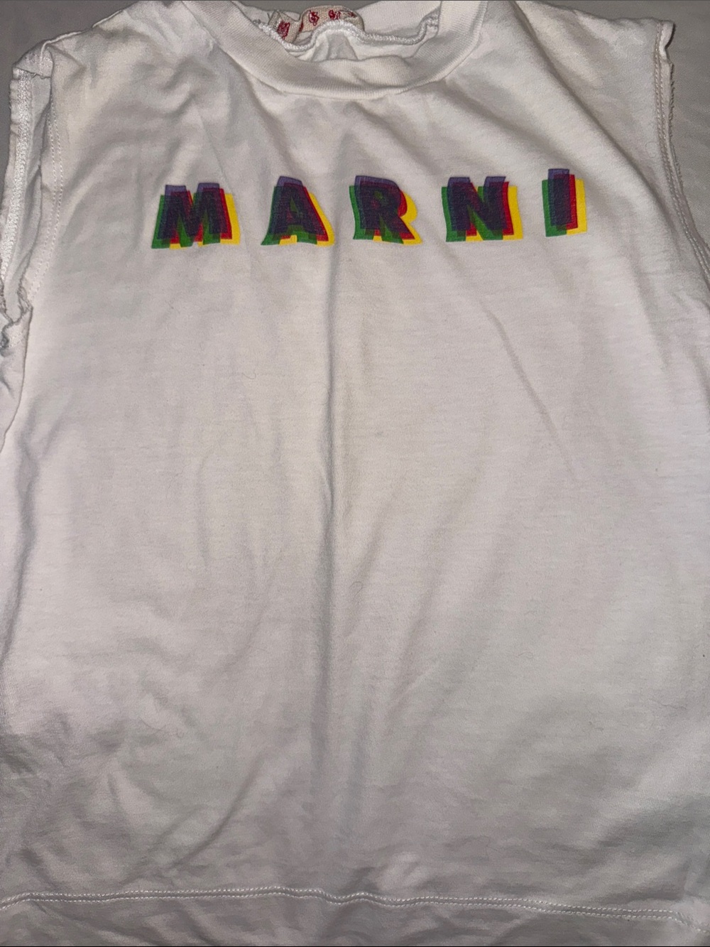 Marni White Sleeveless Kids Pajama Top with Rainbow Logo